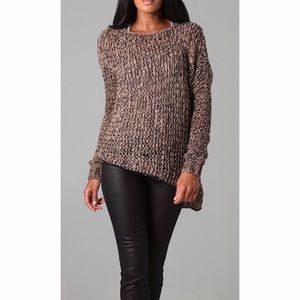 HELMUT LANG Dark Sand Alpaca/Wool Blend Open Weave Pullover Sweater